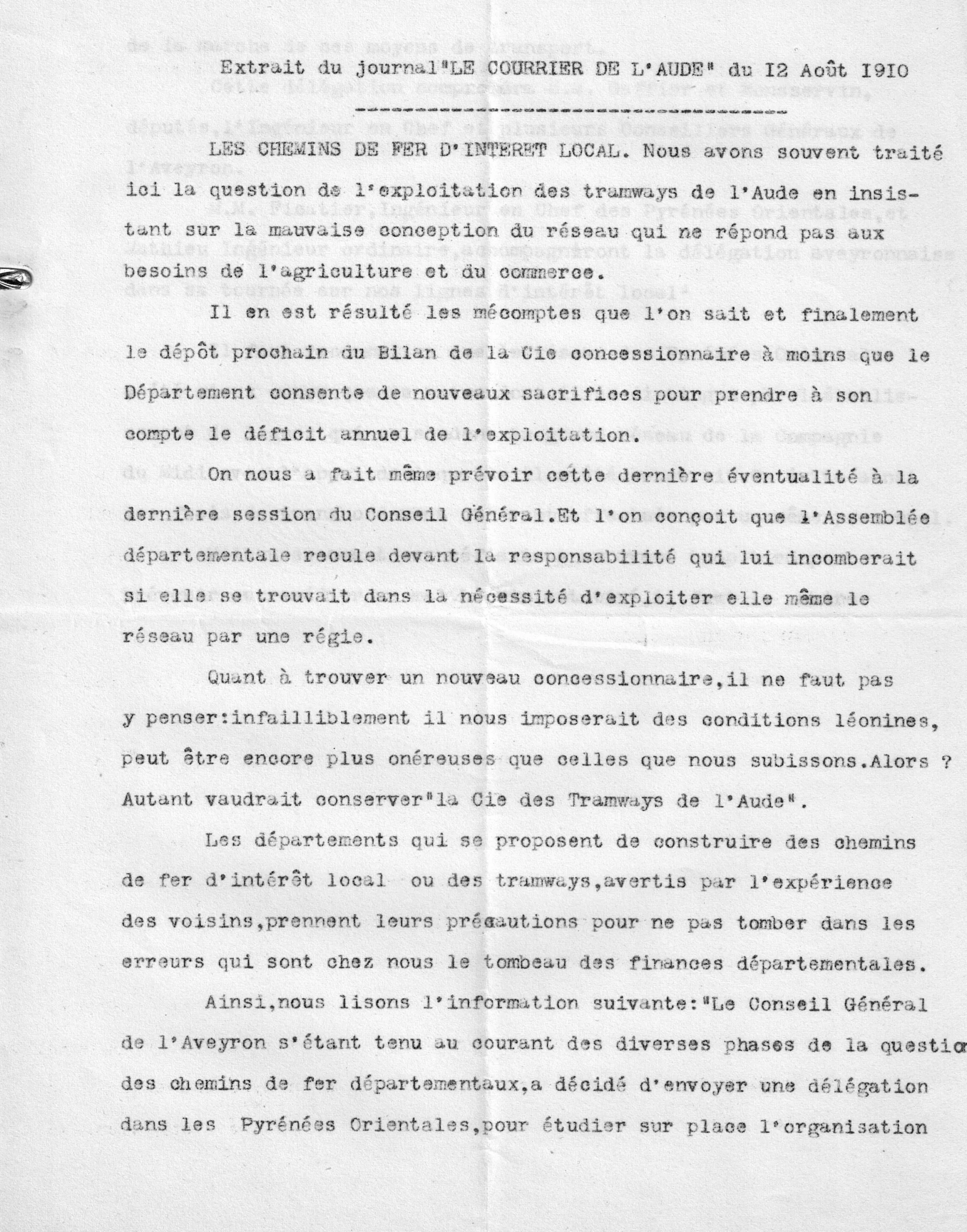 12 août 1910 — Projet mal conçu et incompétence
