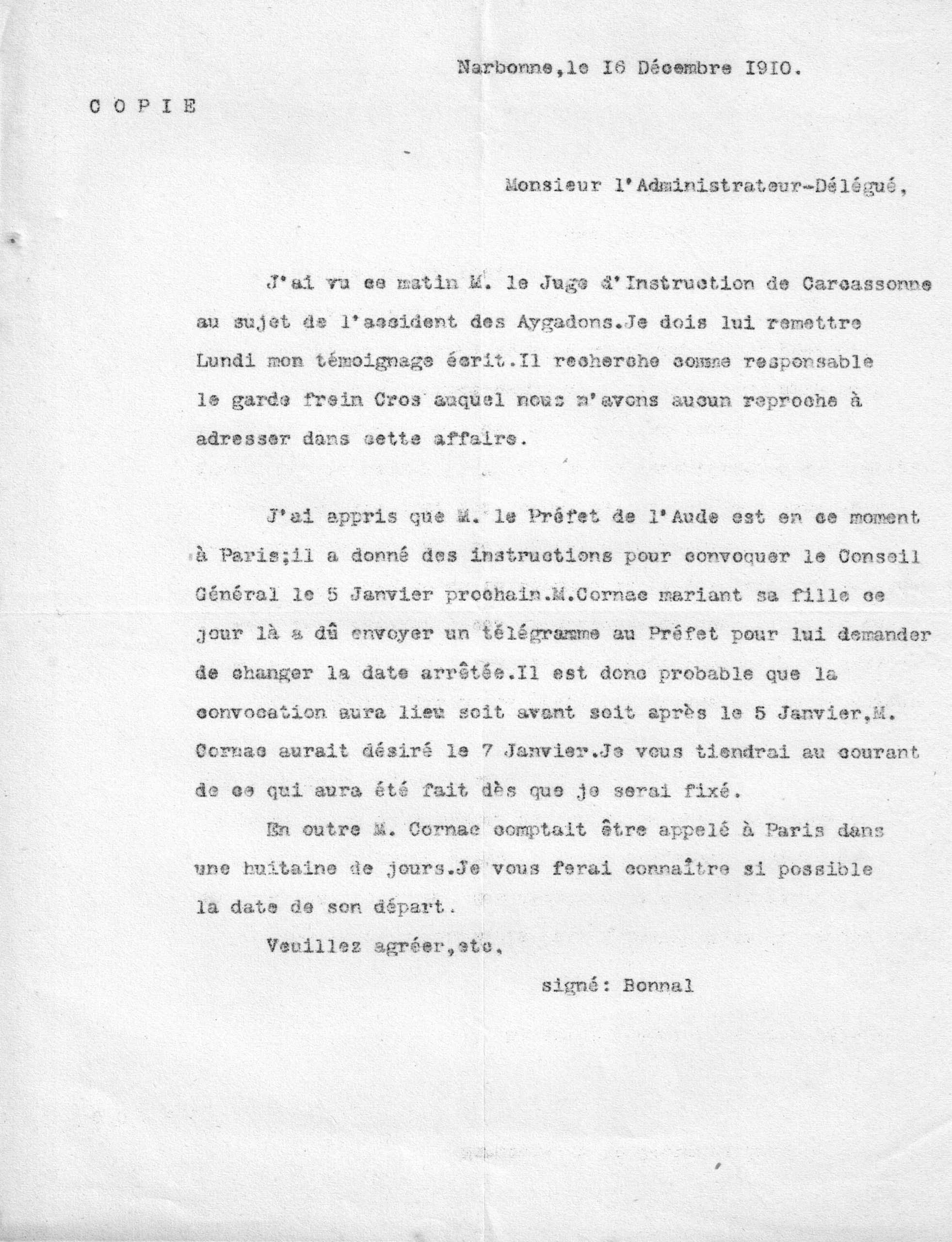 18 décembre 1910 — L'État cherche un coupable