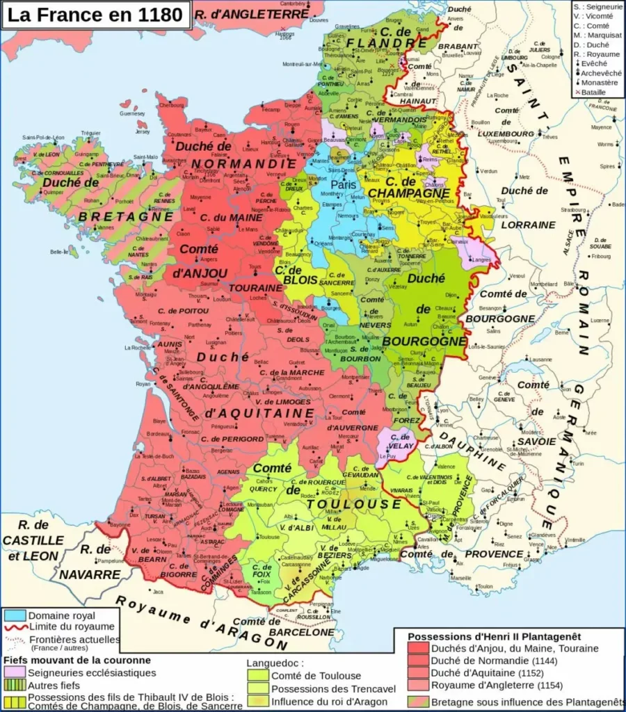 carte des partages de la France en 1180