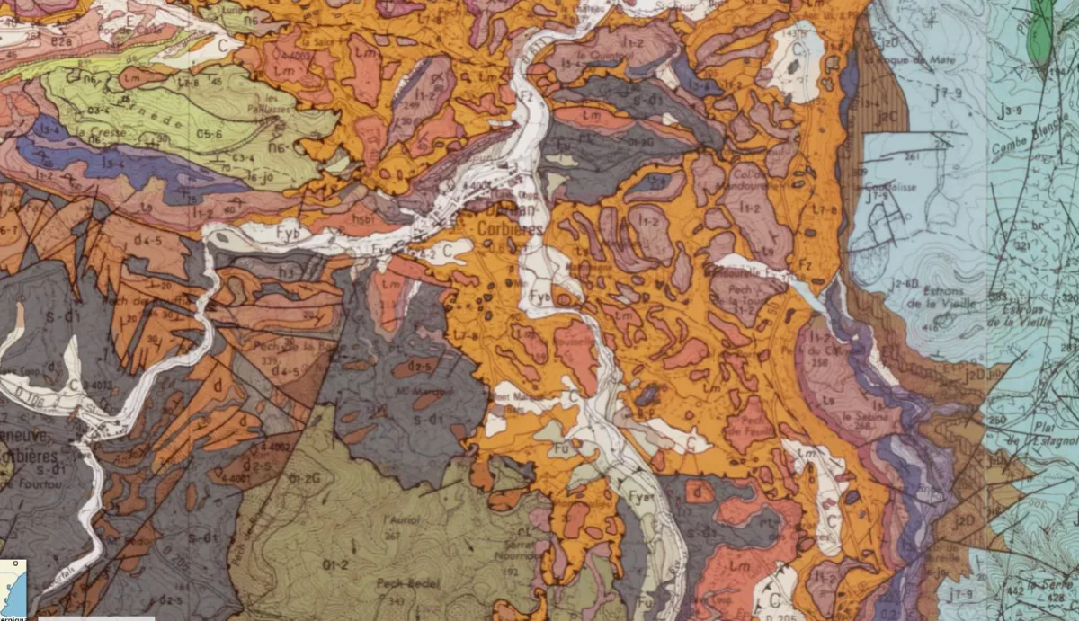 Extraite de la carte géologique IGN - secteur de Durban
