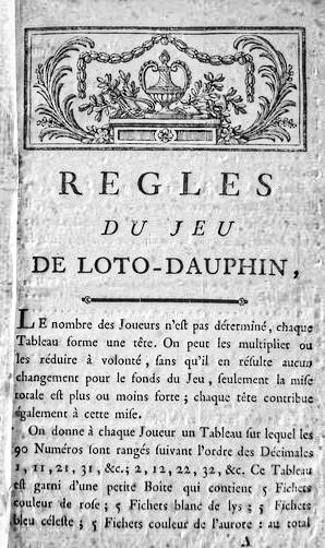 document témoin des règles de jeu du Loto-Dauphin